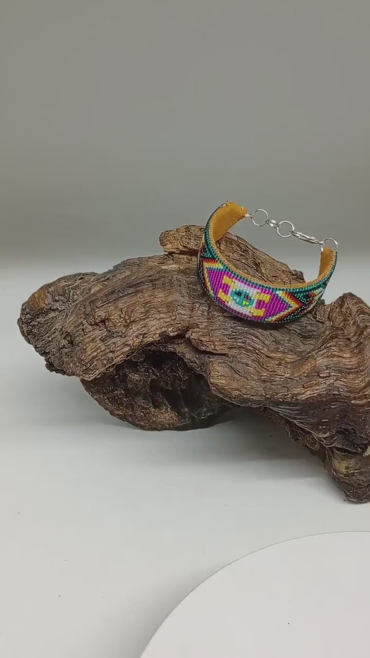 Hand Loom Beaded Bracelet – Anishinaabe Ojibwe Made, Four Directions