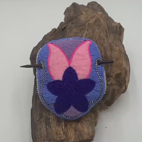 Hand Beaded Flower Barrette – Ojibwe Artisan Design