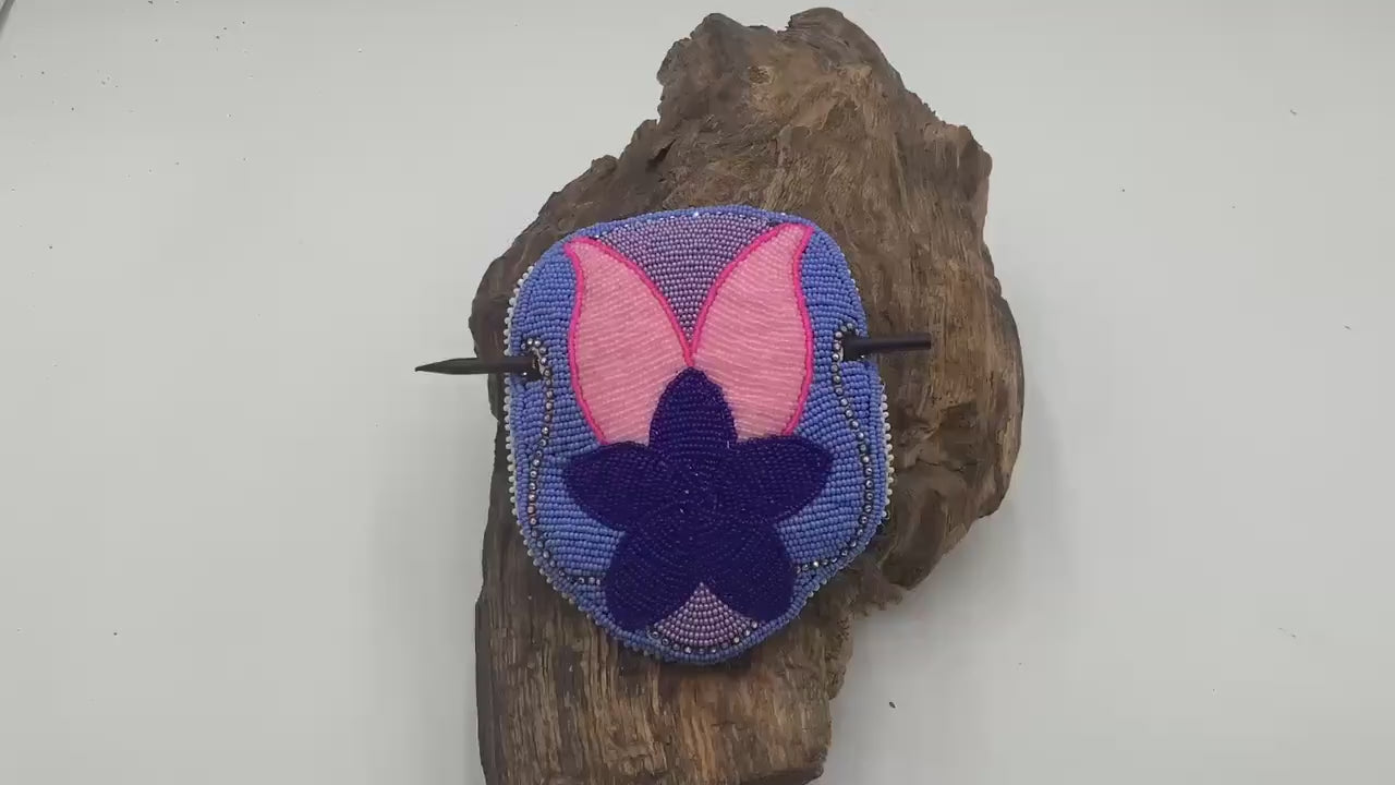 Hand Beaded Flower Barrette – Ojibwe Artisan Design