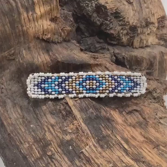 Hand Beaded Hair Barrette: Ojibwe Artisan Design - White Earth Nation