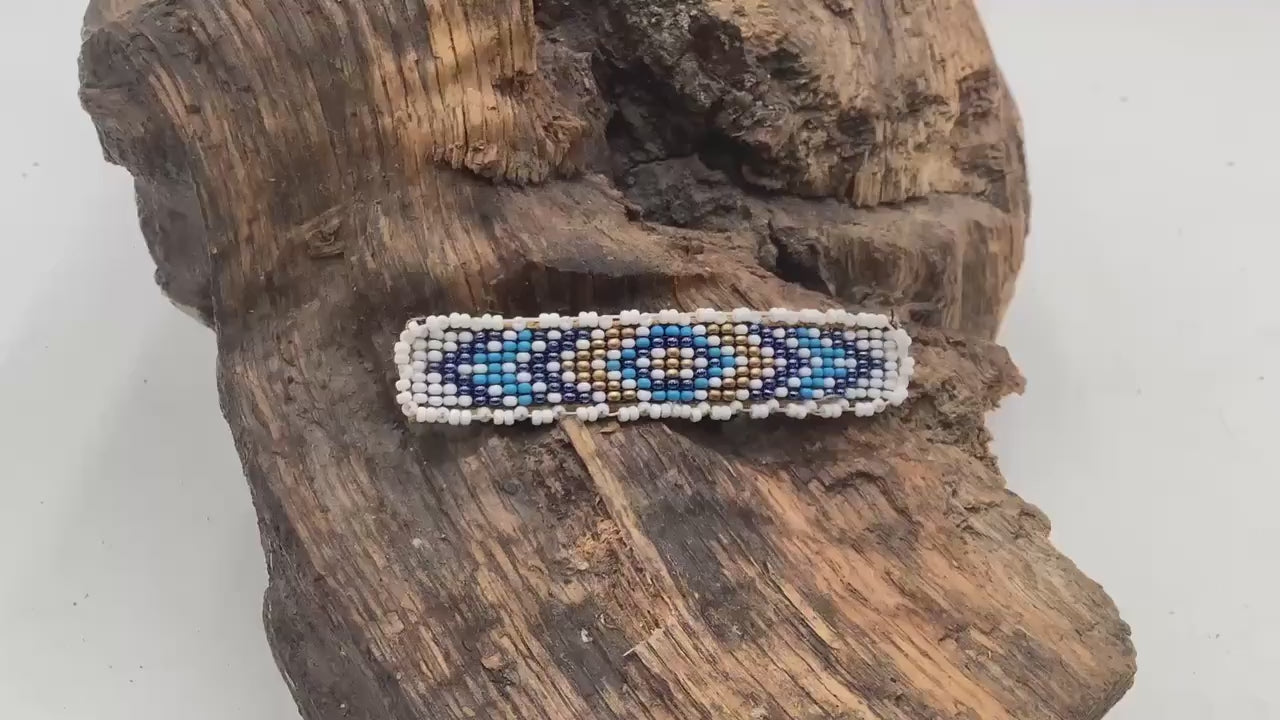 Hand Beaded Hair Barrette: Ojibwe Artisan Design - White Earth Nation