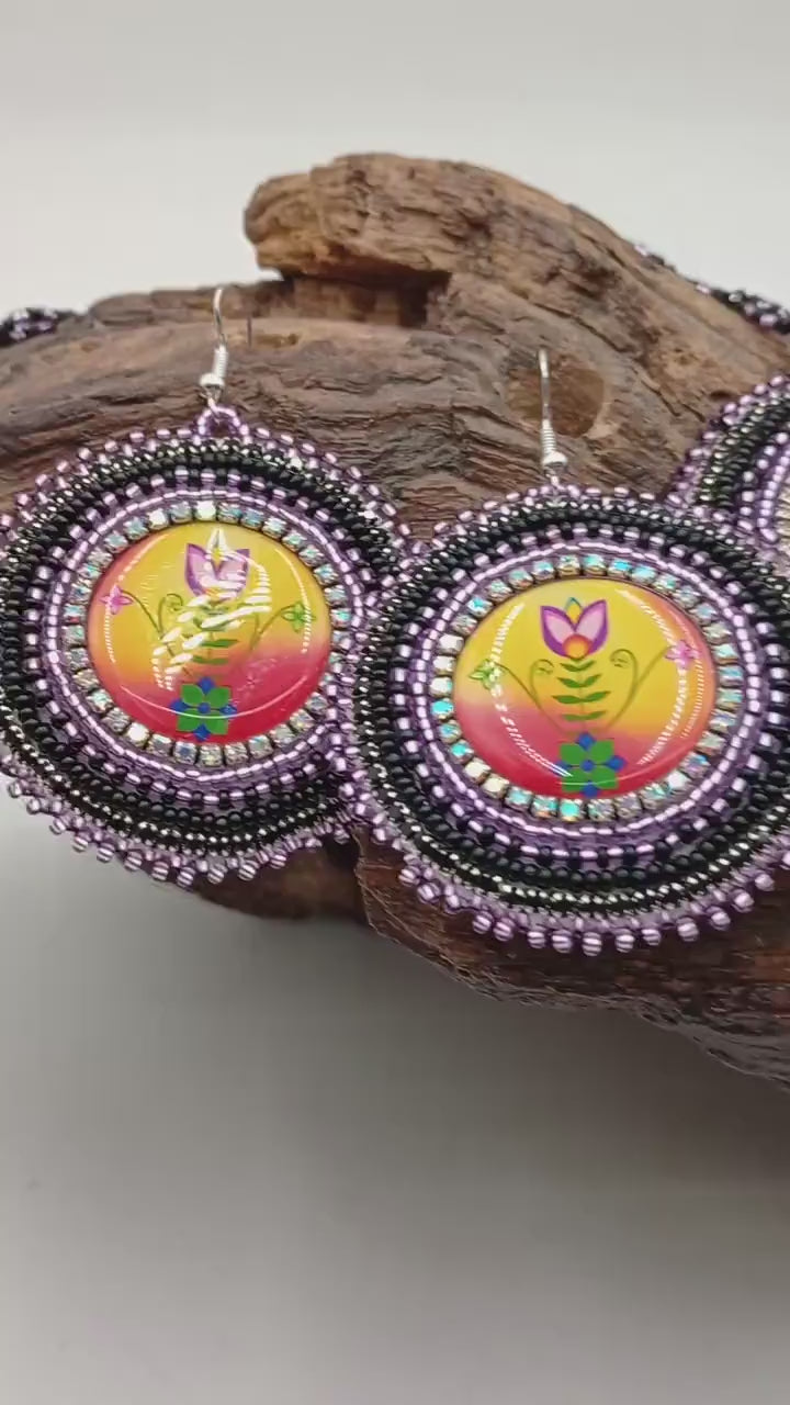 Ojibwe Floral Beadwork Necklace and Earrings: Anishinaabe Artisan Jewelry