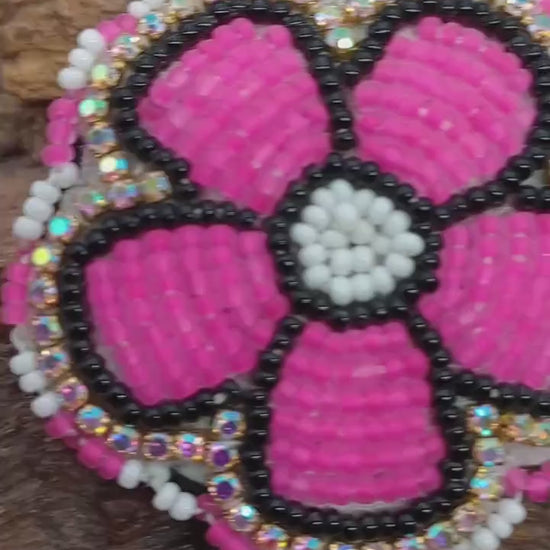 Neon pink Daisy flower pin Handmade/Floral