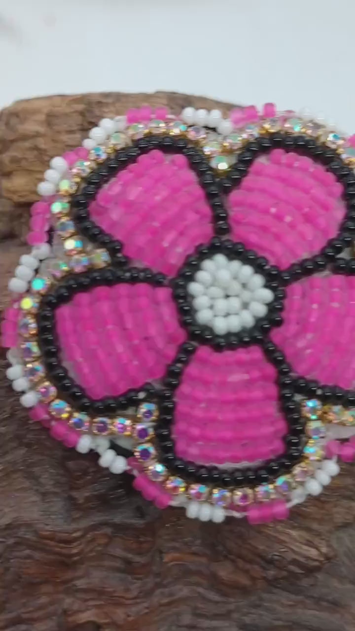 Neon pink Daisy flower pin Handmade/Floral