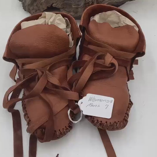 Anishinaabe/Ojibwe Handmade Leather Moccasins  - Free Shipping
