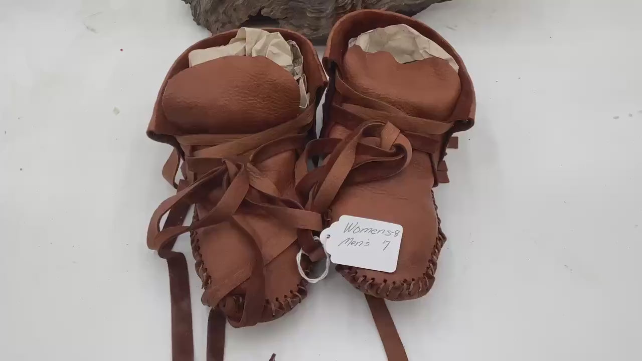 Anishinaabe/Ojibwe Handmade Leather Moccasins  - Free Shipping
