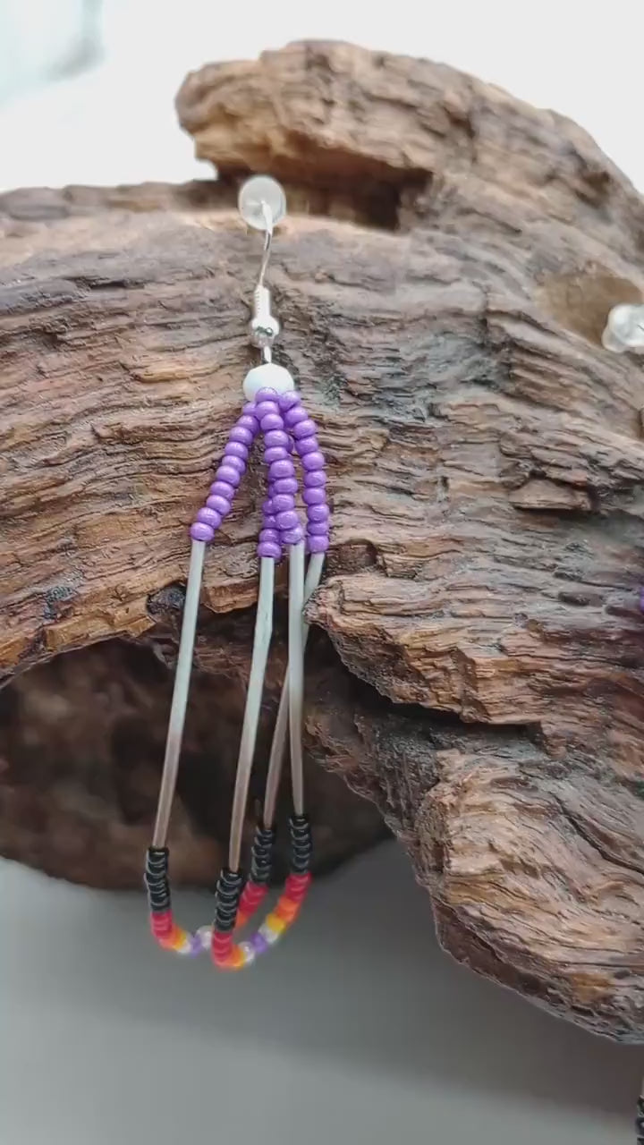 Handmade Porcupine Quill Earrings: Anishinaabe Beadwork