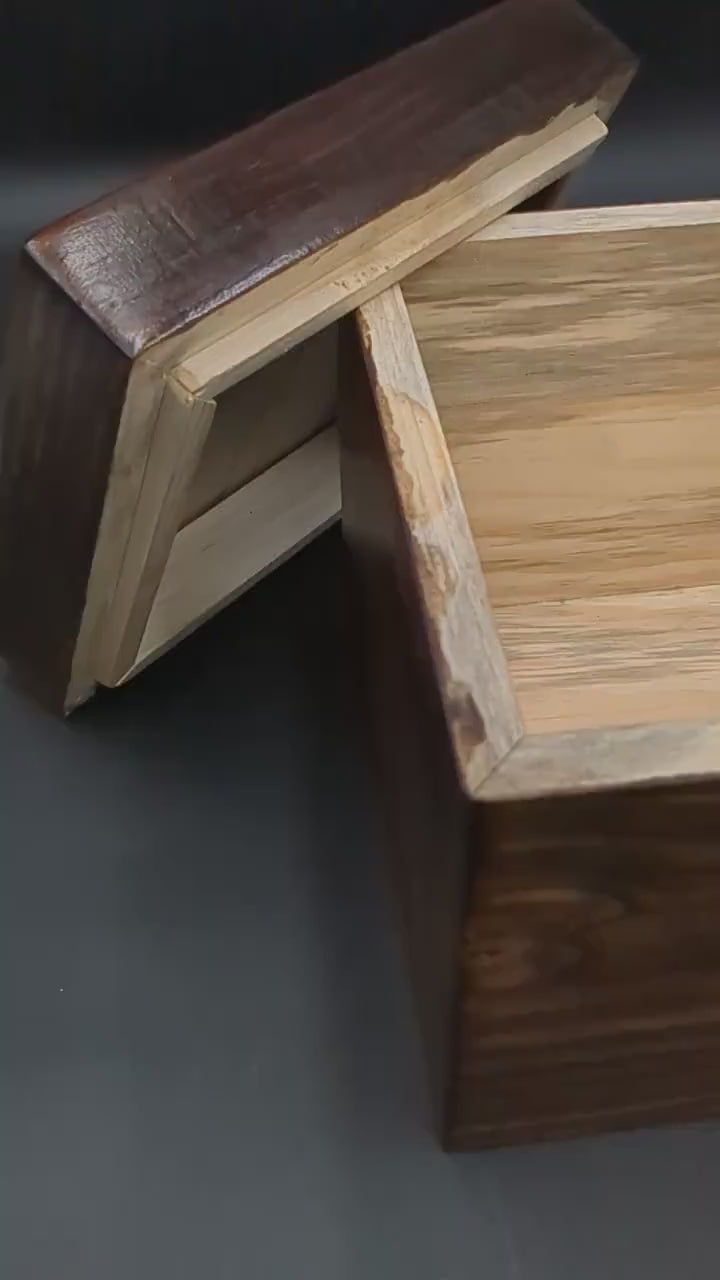 Handmade Wooden Urn: Classic Memorial Keepsake (8x8x5.5 inches)