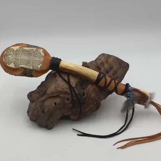 Hand Crafted Turtle Shell Dance Rattle -Ojibwe/Anishinaabe made - Free Shipping