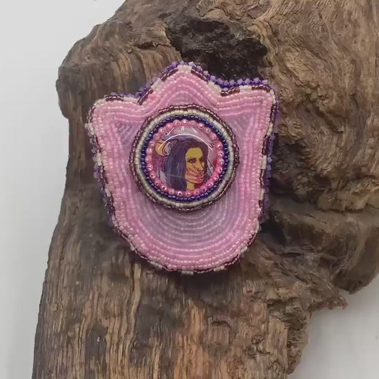 Hand Beaded Flower Barrette - Ojibwe/Anishinaabe Made - Free Shipping