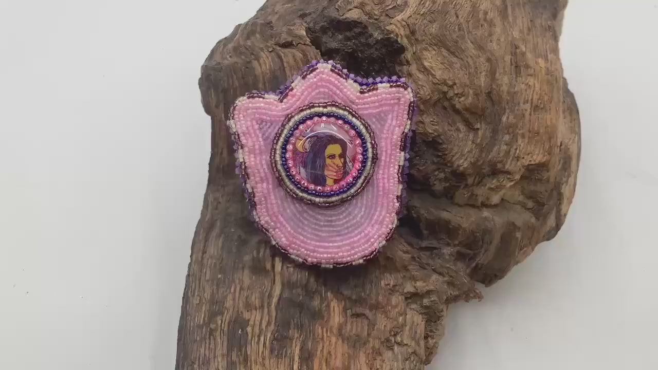 Hand Beaded Flower Barrette - Ojibwe/Anishinaabe Made - Free Shipping
