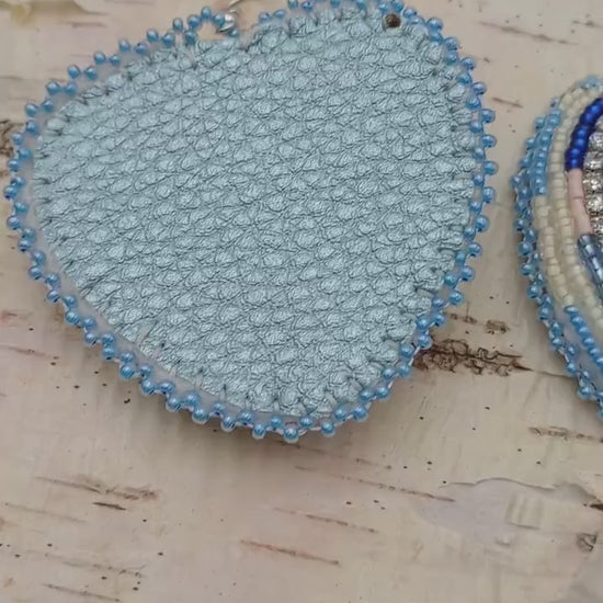 Handmade Beaded Heart Earrings: Anishinaabe Ojibwe Beadwork