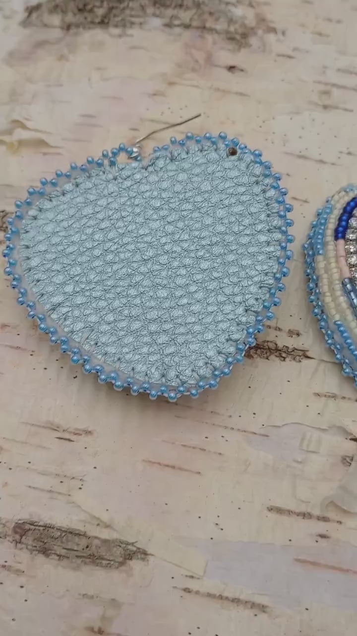 Handmade Beaded Heart Earrings: Anishinaabe Ojibwe Beadwork