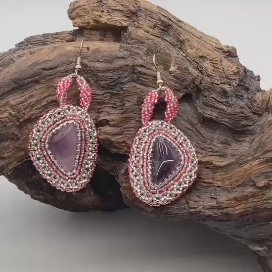 Hand Beaded Earrings: Anishinaabe/Ojibwe Beadwork, Hypoallergenic Hooks