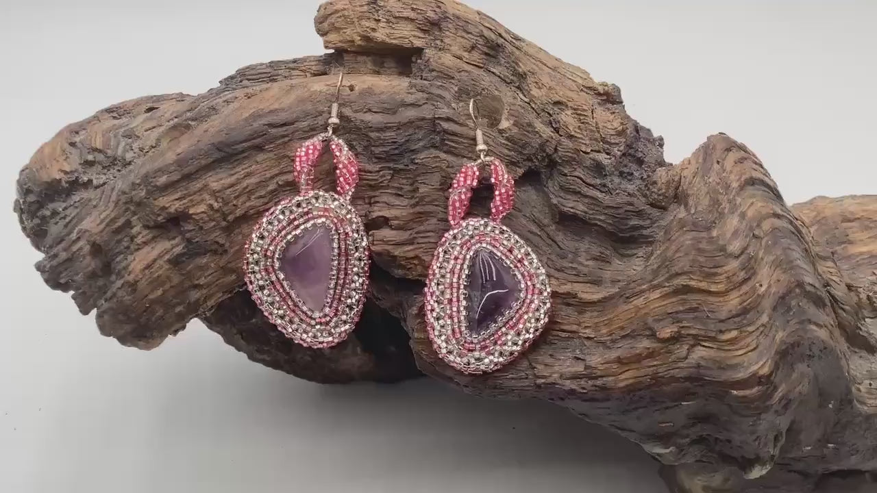 Hand Beaded Earrings: Anishinaabe/Ojibwe Beadwork, Hypoallergenic Hooks