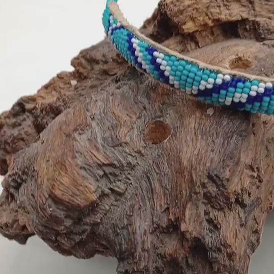 Hand Beaded Head Band – Ojibwe Anishinaabe Design, 4 Inch