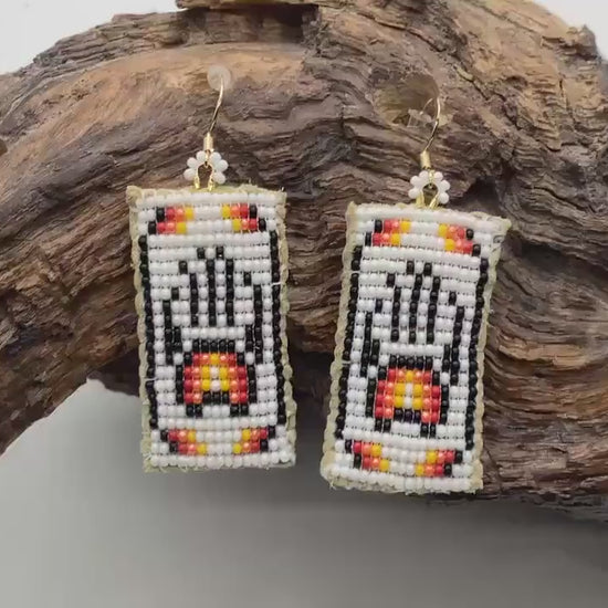 Bear Claw Hand Beaded Earrings: Anishinaabe/Ojibwe Beadwork