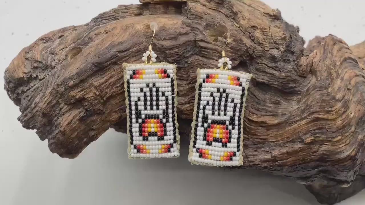 Bear Claw Hand Beaded Earrings: Anishinaabe/Ojibwe Beadwork