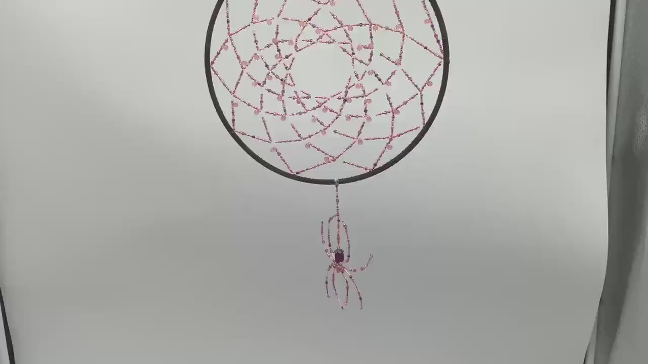 Hand Beaded Spider Web Dreamcatcher - Authentic Anishinaabe/Ojibwe Beadwork - Free Shipping