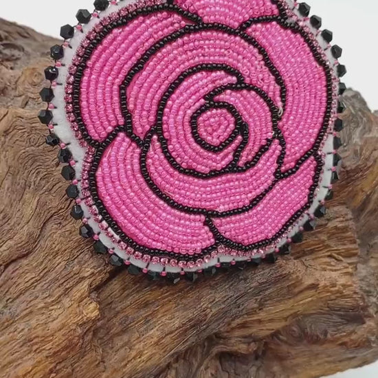 Handmade Beaded Hair Barrette – Ojibwe Anishinaabe Artisan Design
