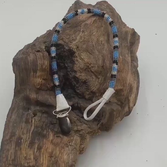 Hand Beaded Pacifier Clip - Anishinaabe/Ojibwe Beadwork