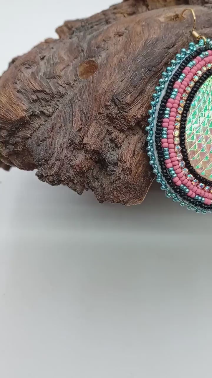 Handmade Ojibwe Beaded Earrings: Czech Glass Teardrop Design