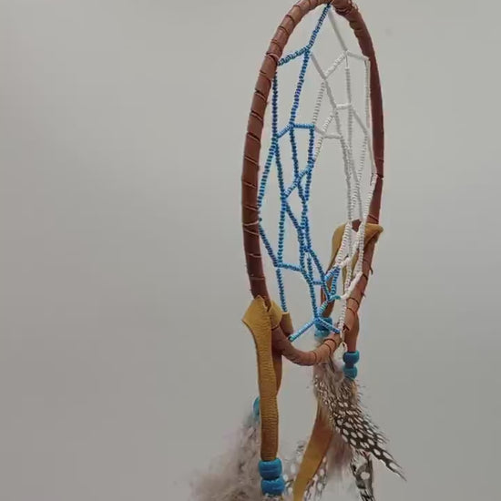 Gorgeous Hand Crafted Dreamcatcher with Beaded Web - Anishinaabe/Ojibwe Made - Free Shipping