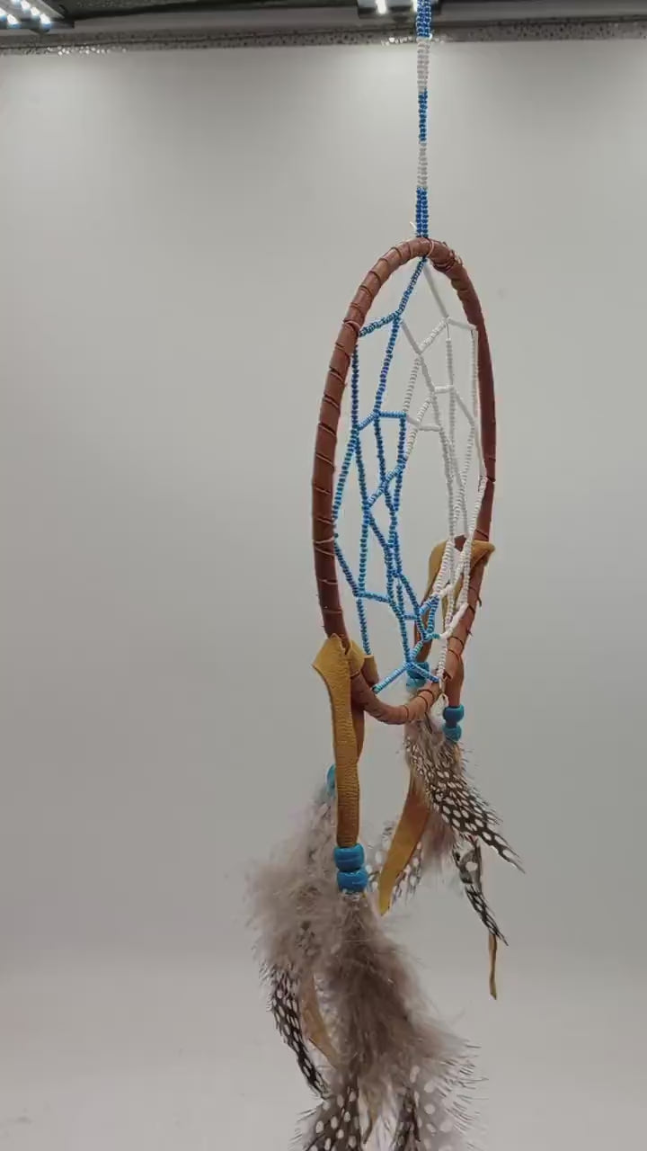 Gorgeous Hand Crafted Dreamcatcher with Beaded Web - Anishinaabe/Ojibwe Made - Free Shipping