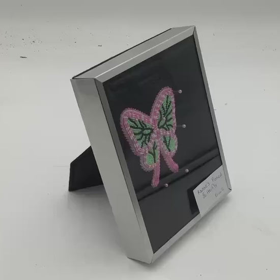 Hand Beaded Pinned Butterfly Display Case - Anishinaabe/Ojibwe Beadwork