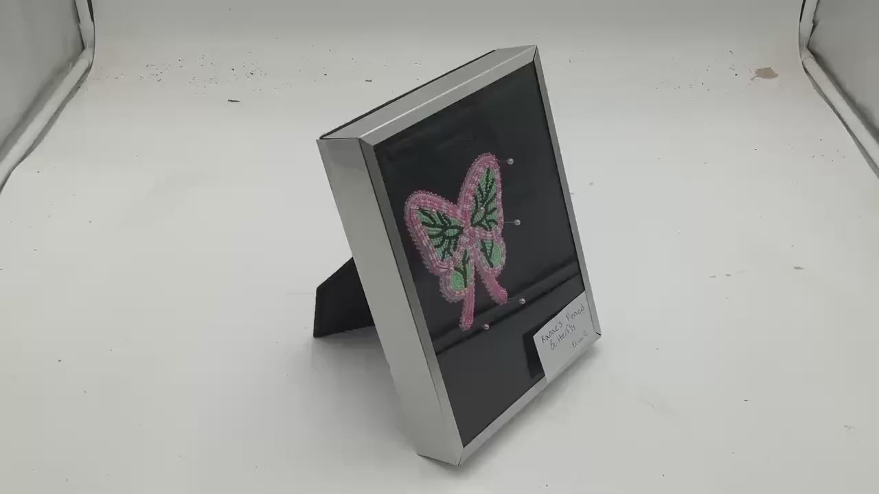 Hand Beaded Pinned Butterfly Display Case - Anishinaabe/Ojibwe Beadwork