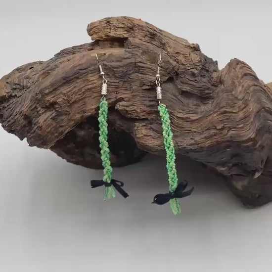 Sweet Grass Hand Beaded Earrings – Anishinaabe/Ojibwe Beadwork