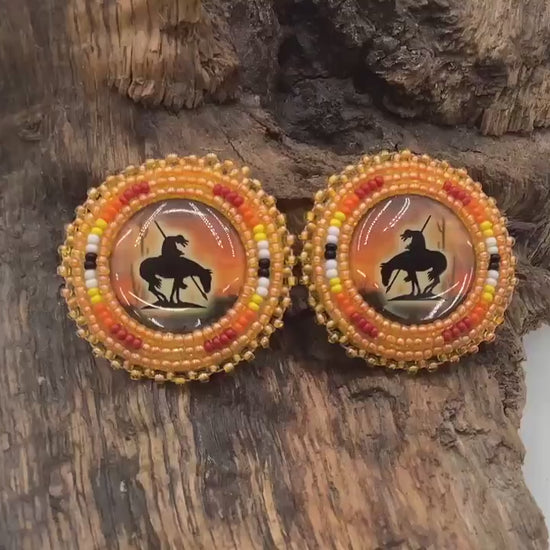 Hand Beaded Indigenous Horse Earrings: Anishinaabe/Ojibwe Beadwork