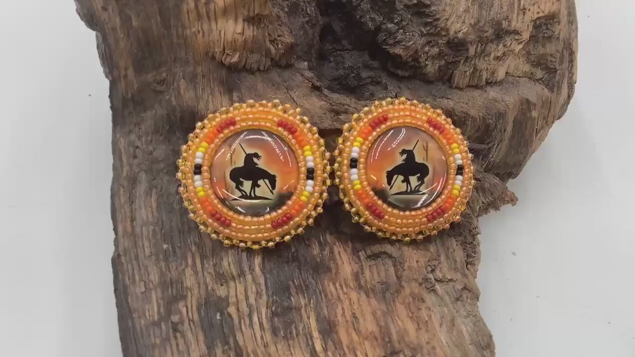 Hand Beaded Indigenous Horse Earrings: Anishinaabe/Ojibwe Beadwork