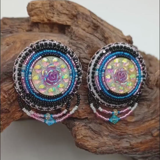 Hand Beaded Earrings: Anishinaabe/Ojibwe Beadwork, Hypoallergenic Hooks