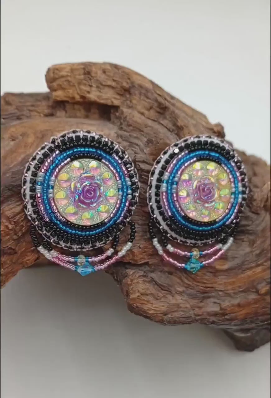 Hand Beaded Earrings: Anishinaabe/Ojibwe Beadwork, Hypoallergenic Hooks