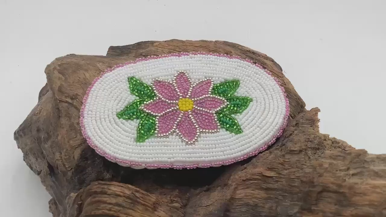 Beautiful Hand Beaded Hair Barrette - Ojibwe/Anishinaabe Beadwork - Free Shipping