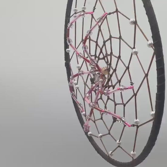 Beaded Spider Web Dreamcatcher-Authentic Anishinaabe/Ojibwe Handcrafted - Free Shipping