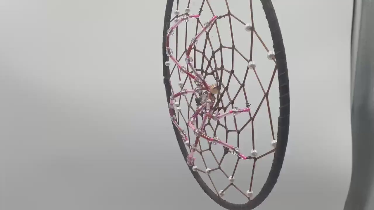 Beaded Spider Web Dreamcatcher-Authentic Anishinaabe/Ojibwe Handcrafted - Free Shipping