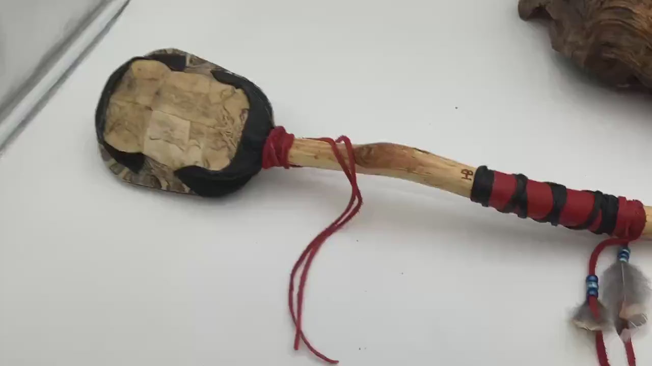 Hand Crafted Turtle Shell Dance Rattle -Ojibwe/Anishinaabe made - Free Shipping