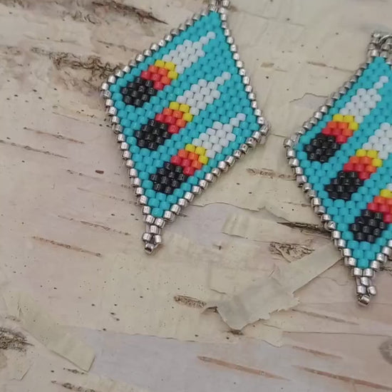 Anishinaabe Beaded Earrings: Brick Stitch, Hypoallergenic Hooks