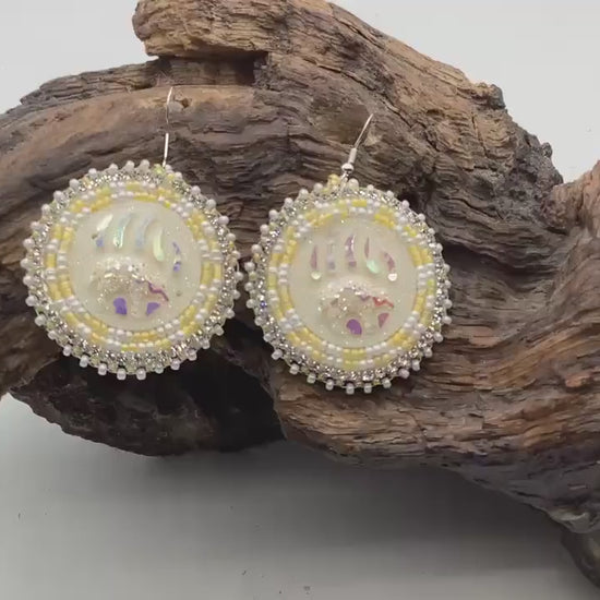 Bear Claw Hand Beaded Earrings: Anishinaabe/Ojibwe Beadwork