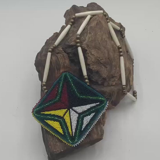 Medicine Star Hand Beaded Necklace: Anishinaabe Artisan Jewelry