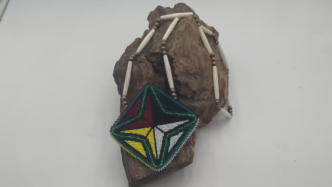 Medicine Star Hand Beaded Necklace: Anishinaabe Artisan Jewelry