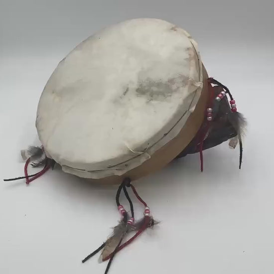 Handmade Leather Hand Drum – Anishinaabe/Ojibwe Made