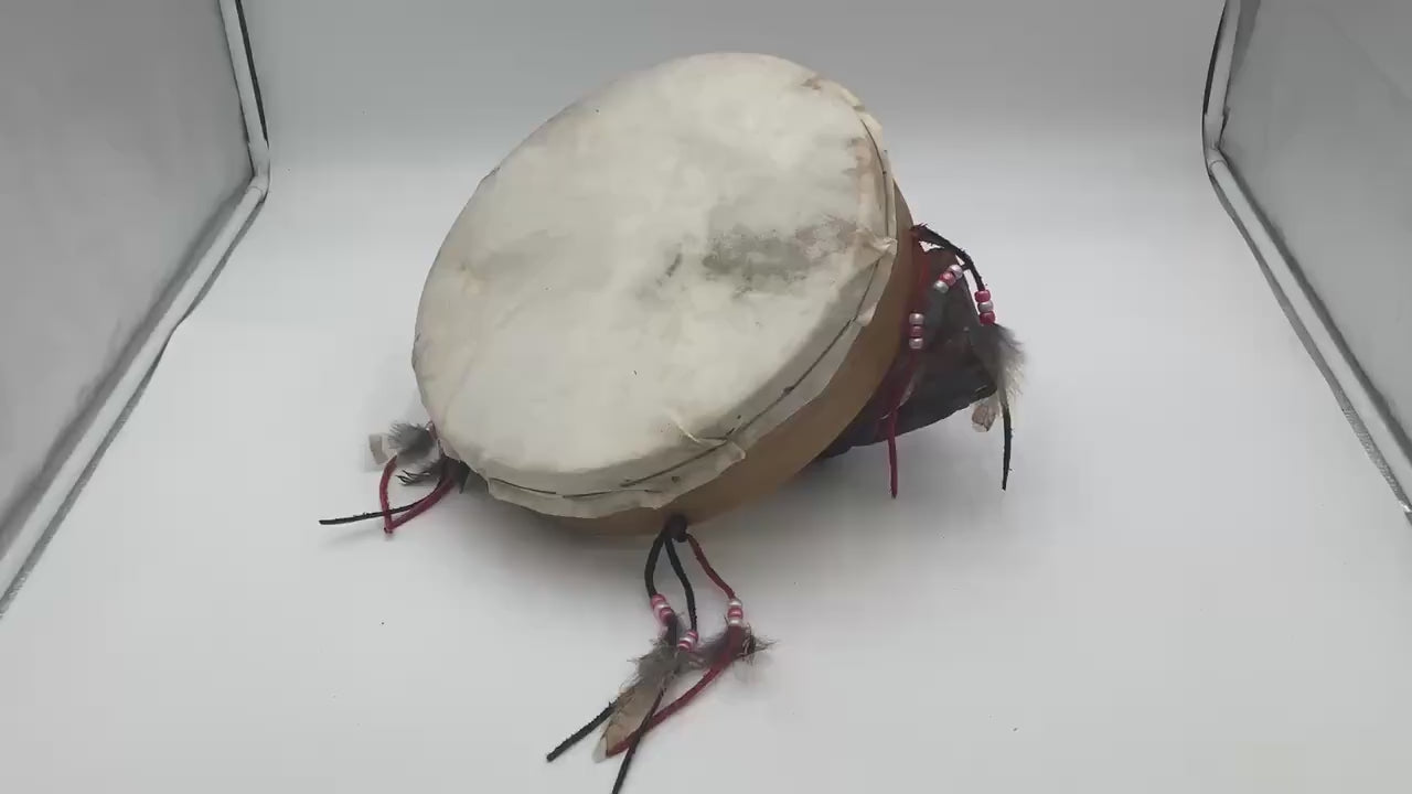 Handmade Leather Hand Drum – Anishinaabe/Ojibwe Made