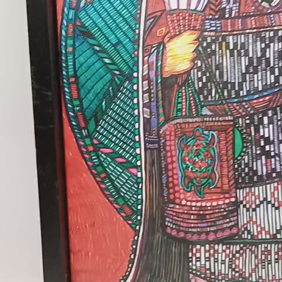 Ojibwe Woman in Regalia Framed Canvas Print by David Edwards (20x26)