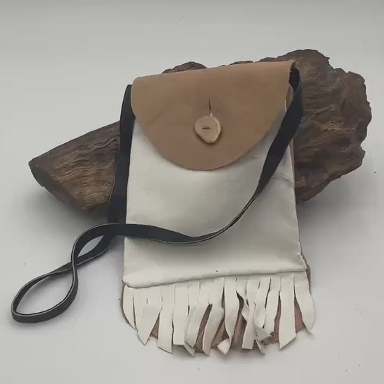 Hand Made Painted Leather Bag - Authentic Anishinaabe/Ojibwe Made - Free Shipping