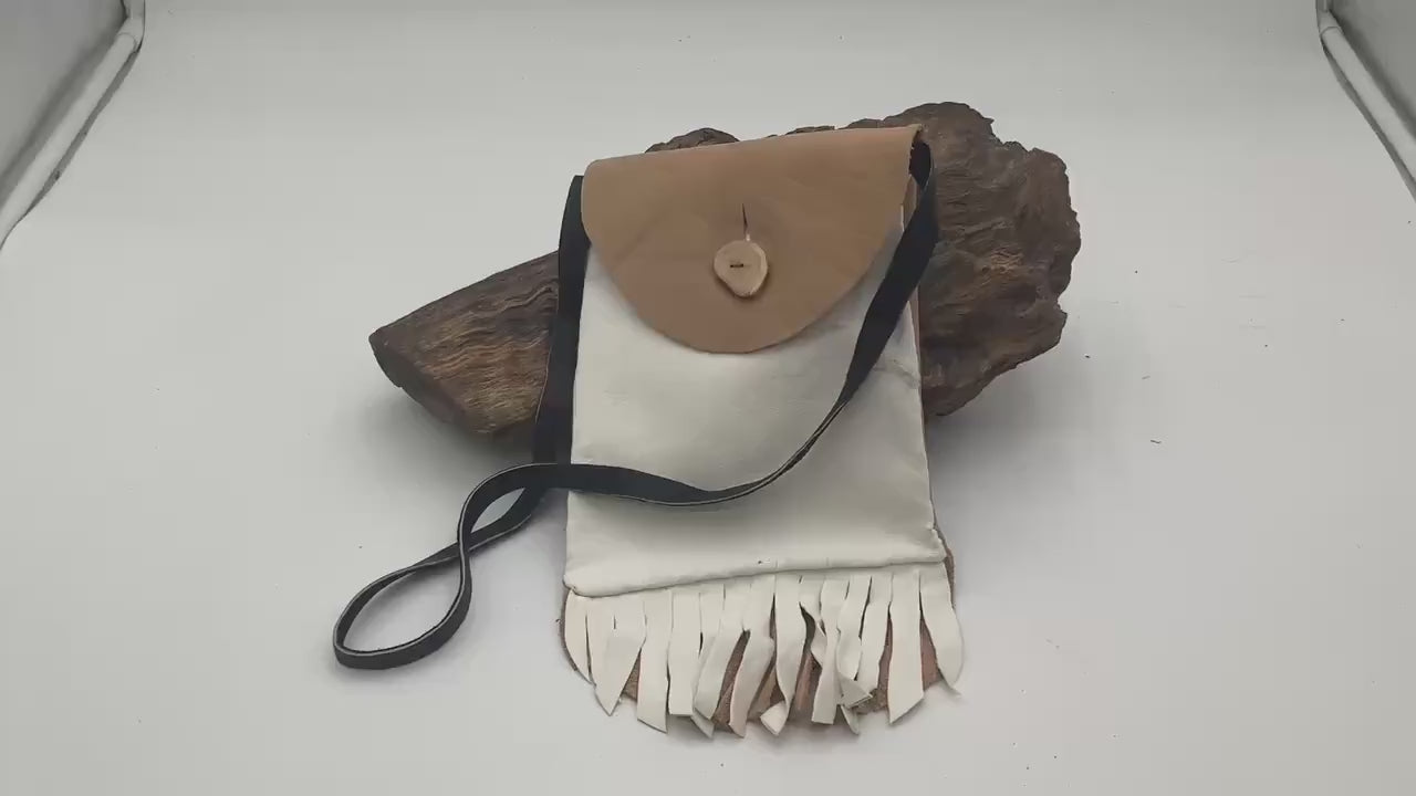 Hand Made Painted Leather Bag - Authentic Anishinaabe/Ojibwe Made - Free Shipping