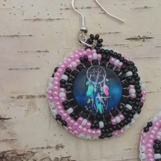 Dream catcher Beaded Earrings: Anishinaabe/Ojibwe