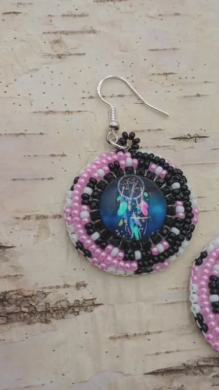 Dream catcher Beaded Earrings: Anishinaabe/Ojibwe